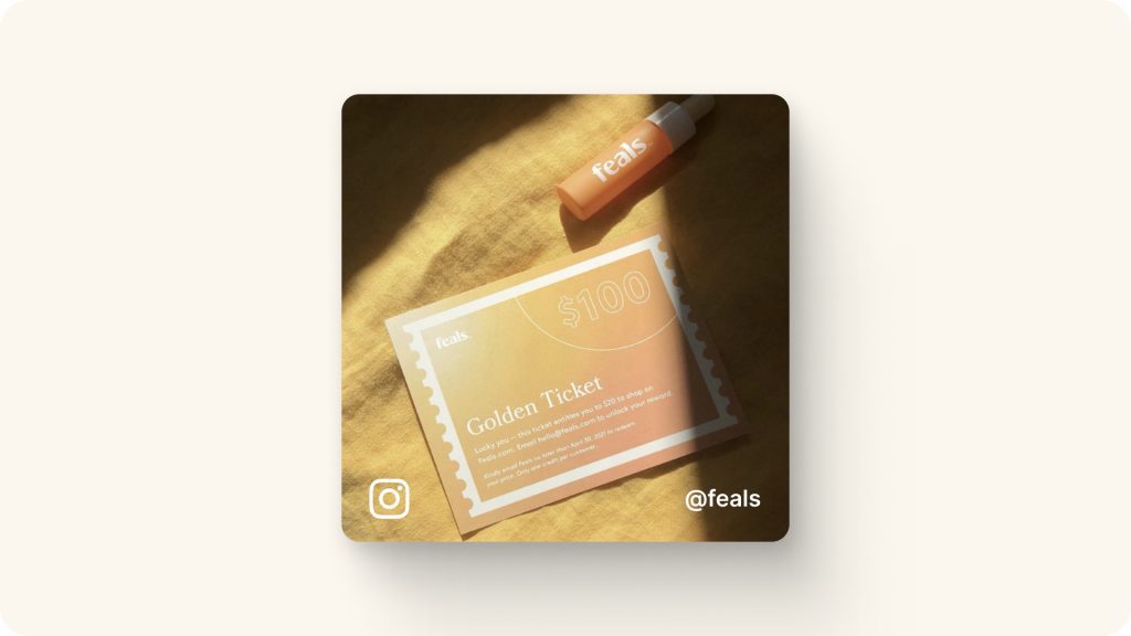 Feals brand sharing a $100 gift card in their boxes